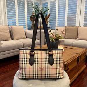 BURBERRY Vintage Shoulder Tote Bag Made in Italy EUC